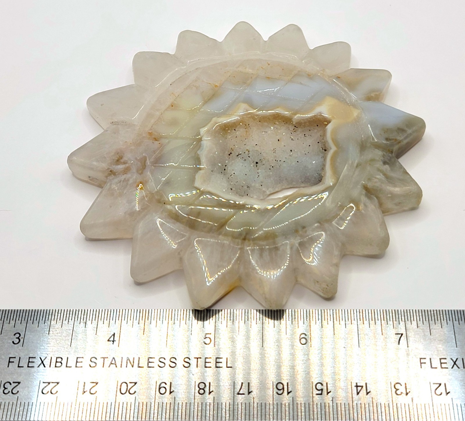 Drusy Agate Sunflower with Clear Petals and Stand- WYSIWYG