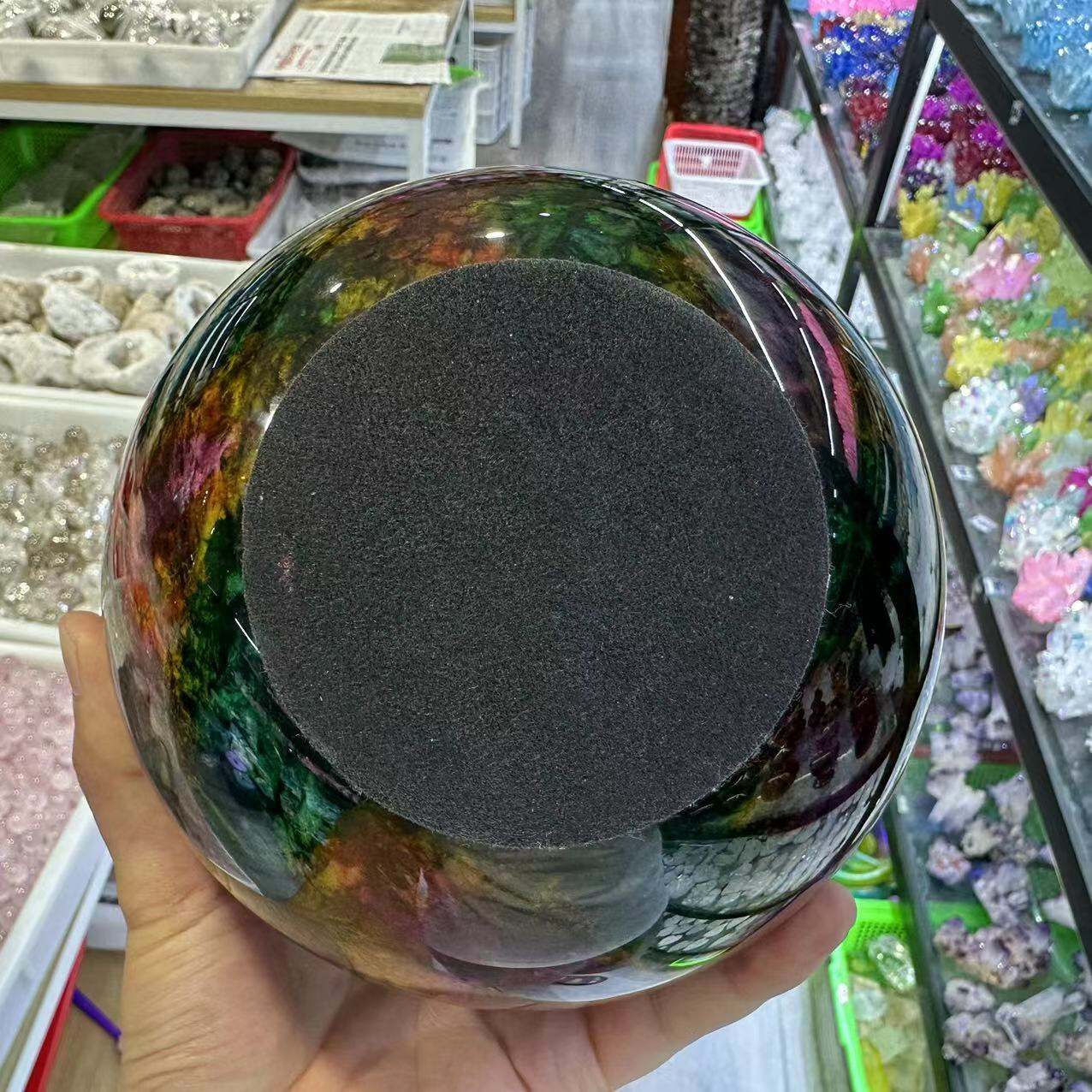 Natural “Seven Colors Jade” sphere quartz polished ball decor gift+stand 12LB+