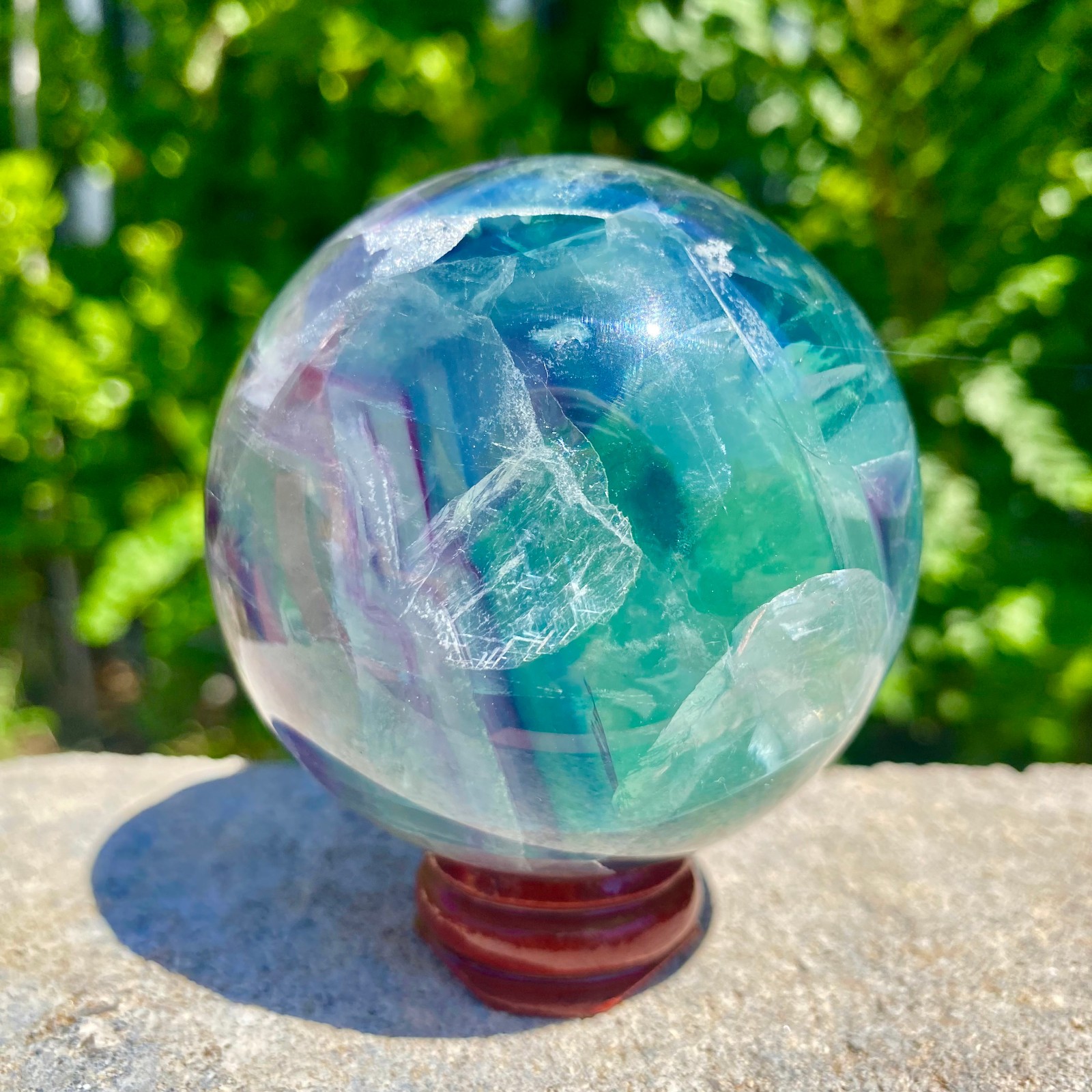 1.24LB natural Green fluorite ball quartz crystal Sphere Reiki energy healing