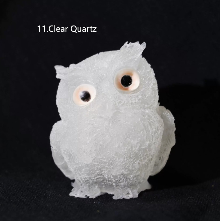 5PCS Natural Crystal Owl Carving Birds Figurine Decor Healing Stone Animals Gift