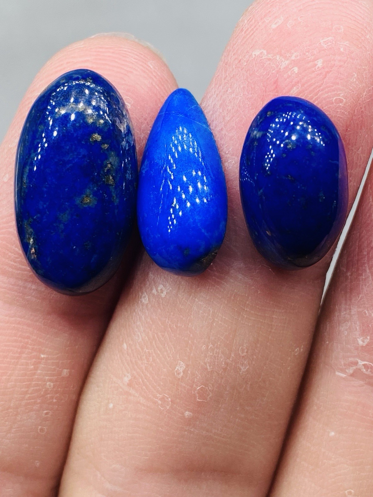 Natural Lapis Lazuli Cabochon Polished Gemstone from Afghanistan 3 Beautiful Pcs