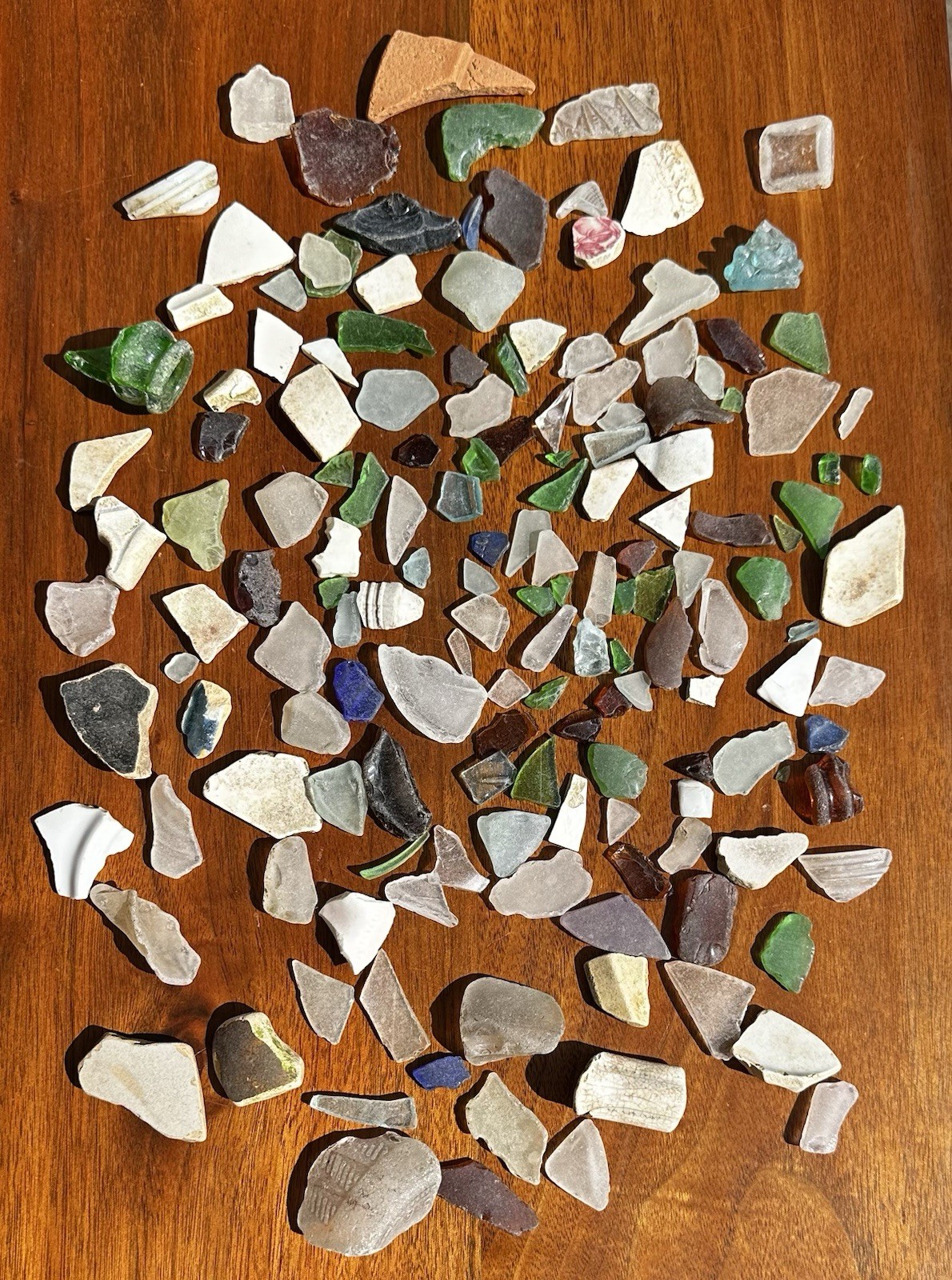 1 Plus Pounds of Natural Pa. River Glass- Green, Brown, Clear, White & Others