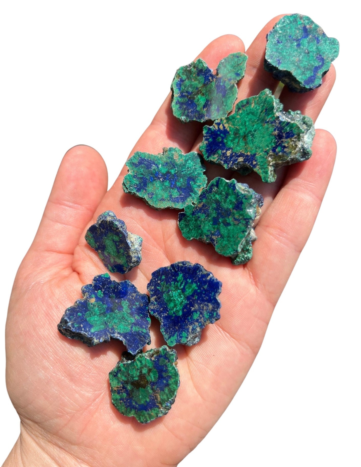 Azurite Malachite Slice Grade AAA Natural Azurite Poteryaevskoe Mine, Siberia