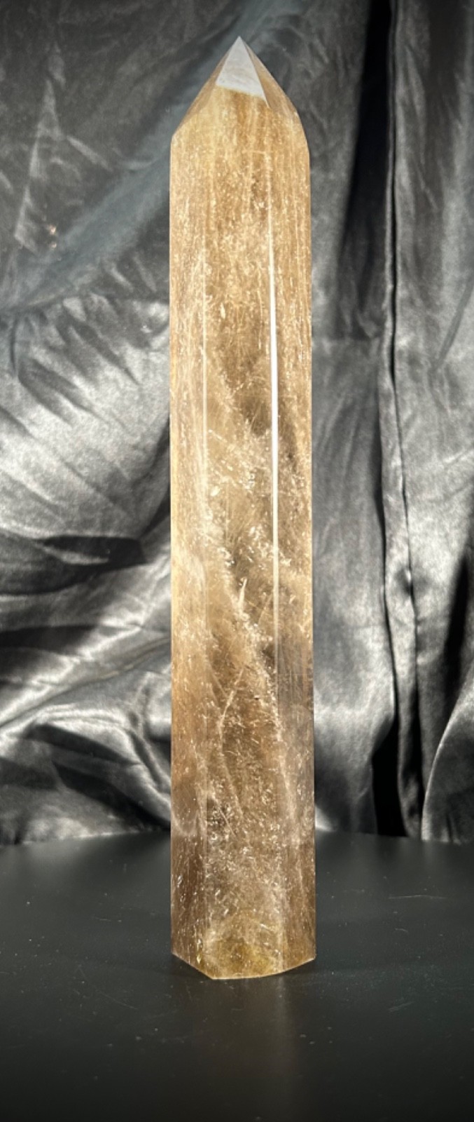 9.2″ Gold Rutile Smoky Quartz Tower 1lb 1.1oz (485 grams)