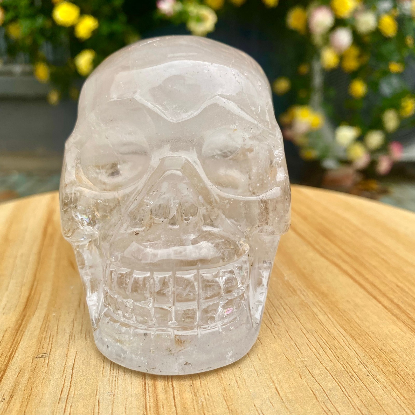 1.77LB TOP! White melting quartz hand carved crystal skull gem reiki healing