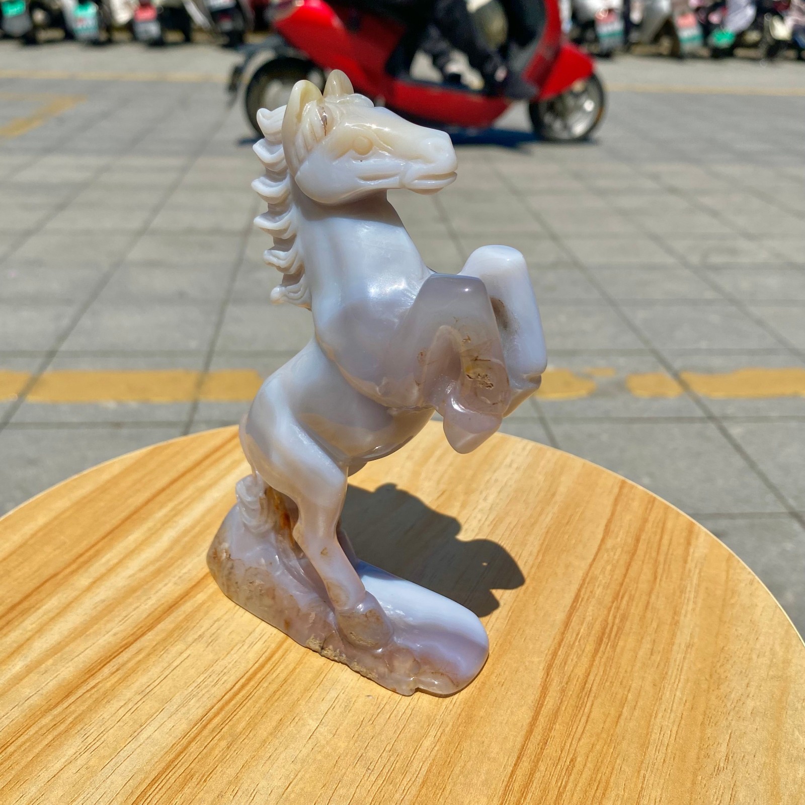 300G Natural Agate Carved Horse Figurine, Exquisite Hand Carved Gemstone Statue