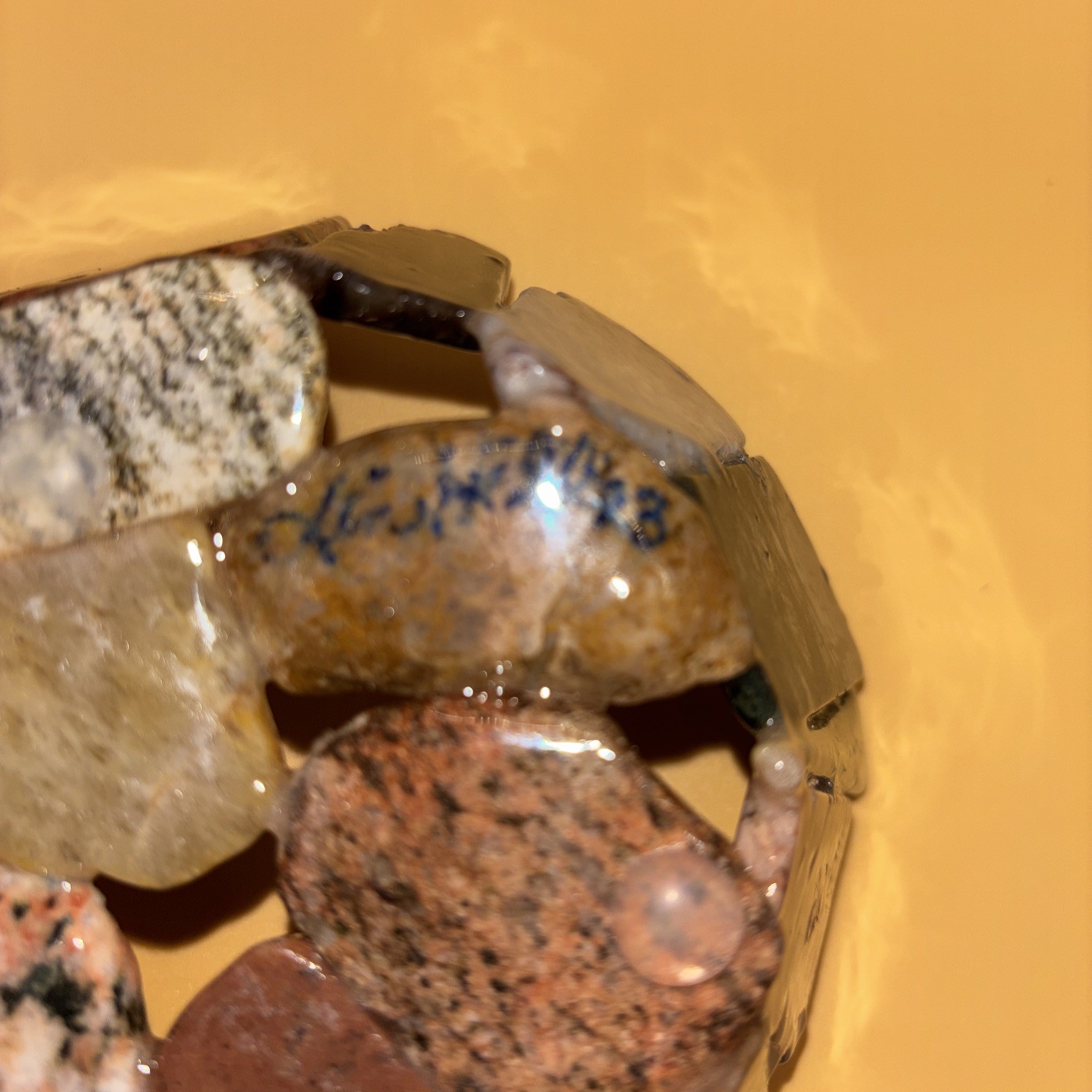 Gemstone Slab Bowl Handmade Signed Studio Art With Sliced Polished Rocks /Resin