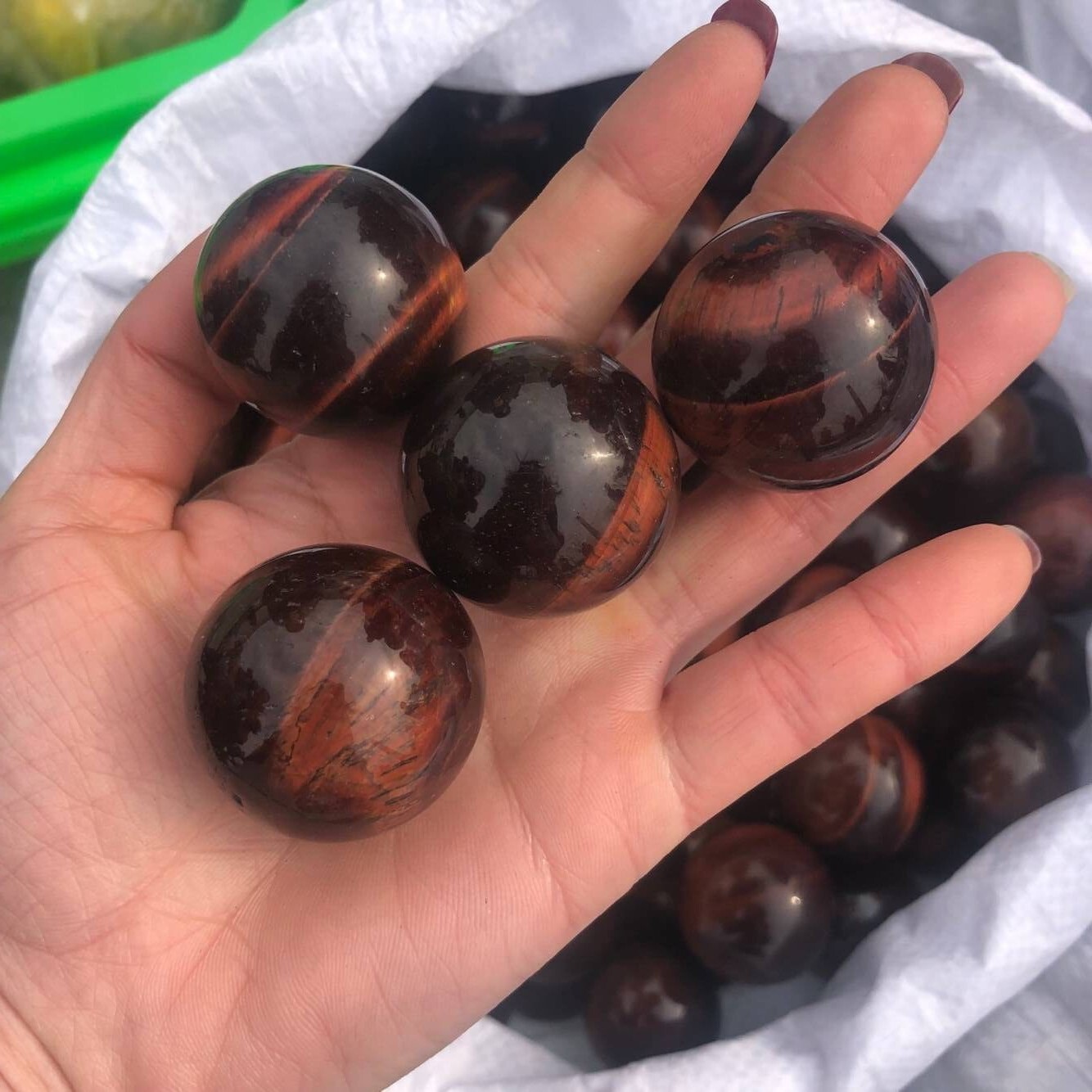 1Pcs 40mm Natural Red Tiger’s Eye Jasper Quartz Sphere Crystal Ball Healing
