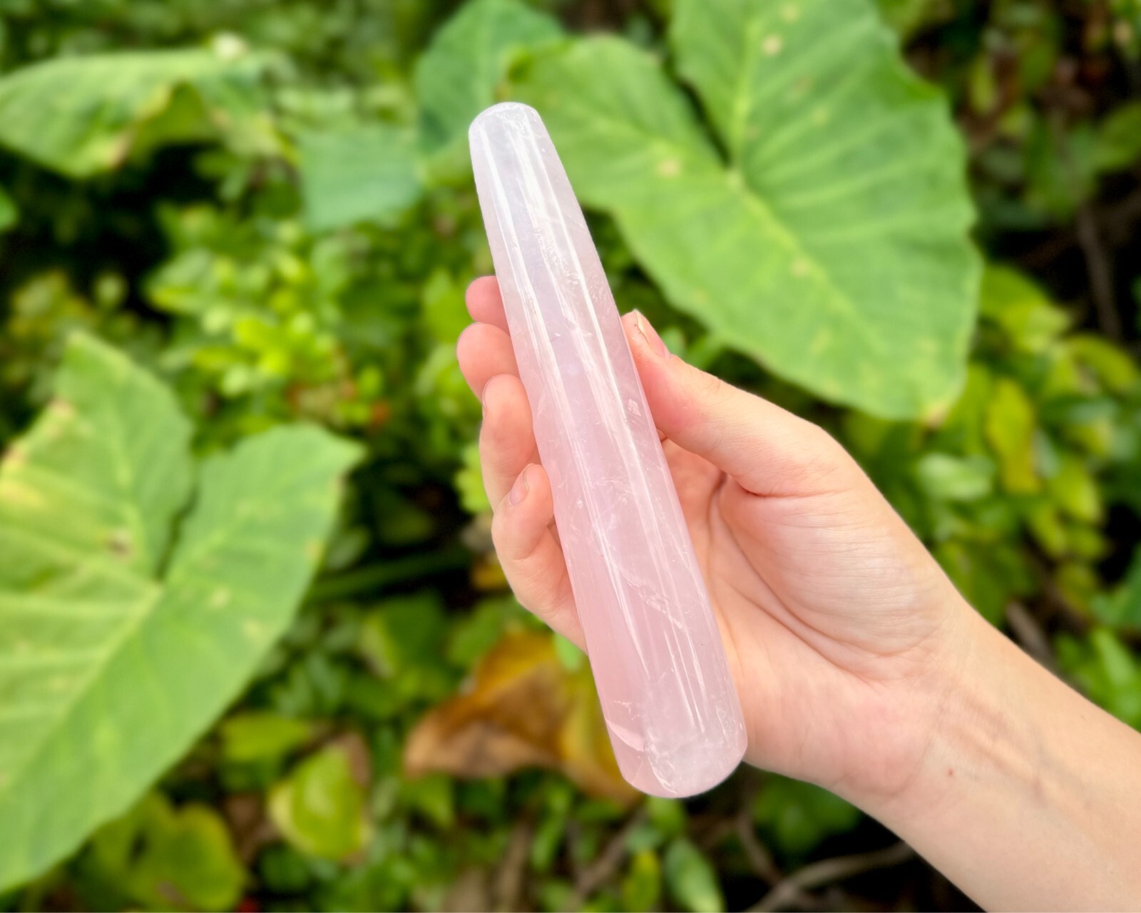 LARGE Rose Quartz Massage Wand, Natural Rose Quartz Crystal Wands – Choose Size