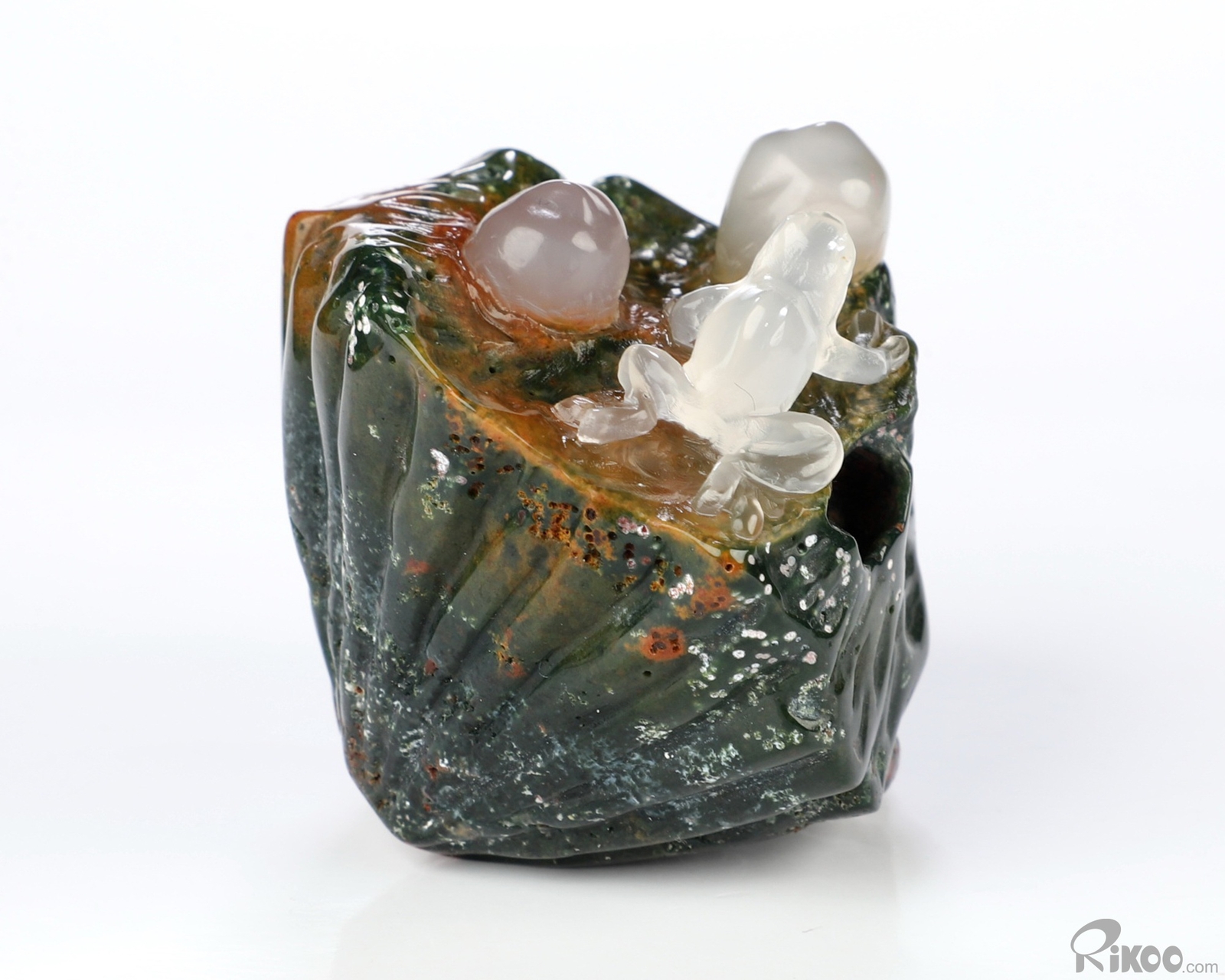 2.0″ Indian Agate Hand Carved Crystal Frog Sculpture, Crystal Healing