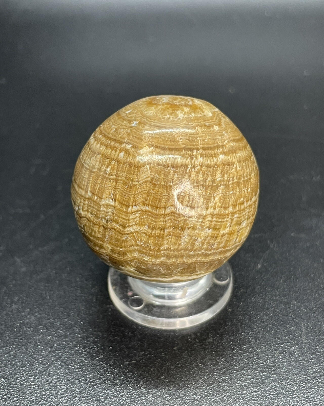Brown Multi Banded Marble Sphere Brown Banded Agate Orb Ball 1.457”