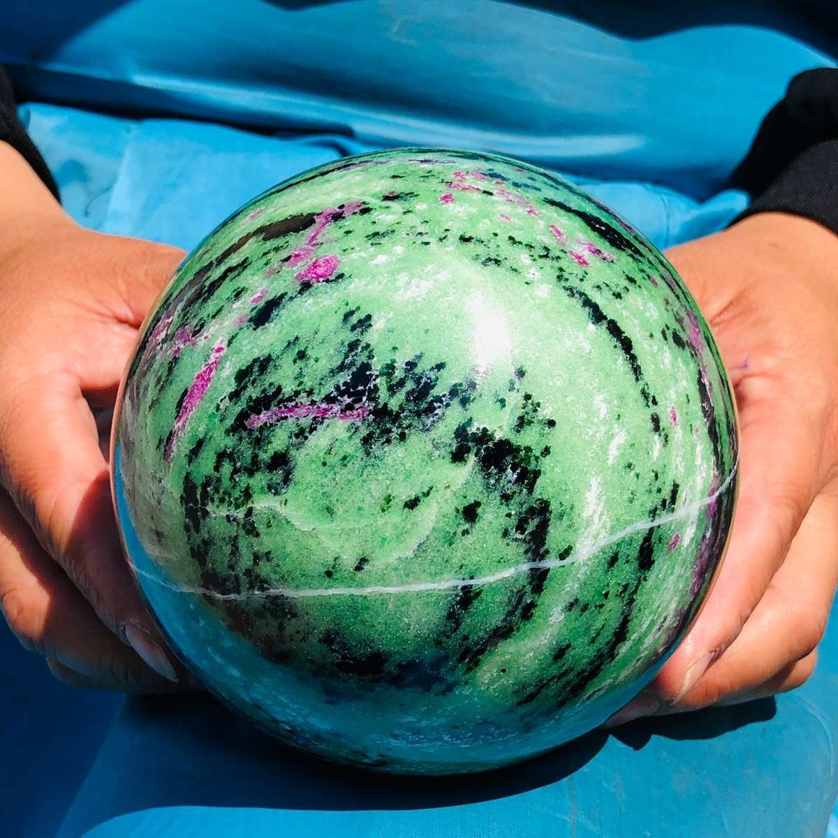 5.67 LB Large Natural Ruby Zoisite Sphere Crystal Healing Stone Specimen 5158