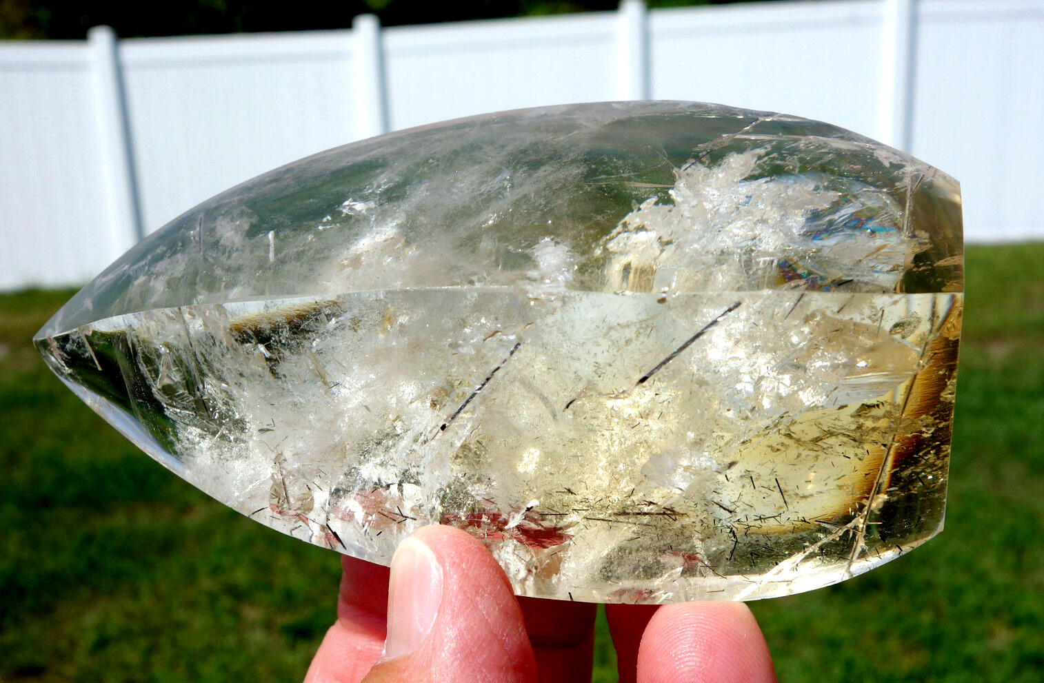 Brazil CITRINE Quartz Crystal FLAME Point with Rutiles BRAND NEW Old Stock