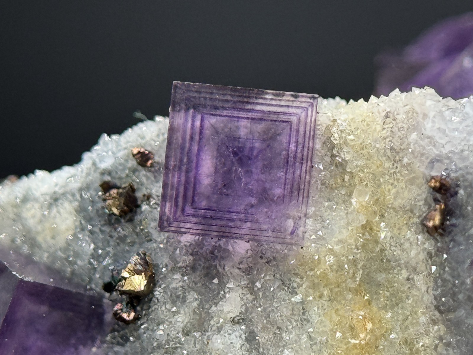 Simply Incredible!! INSANE zoned cubic purple fluorite-FLUORESCENT! Anhui, China