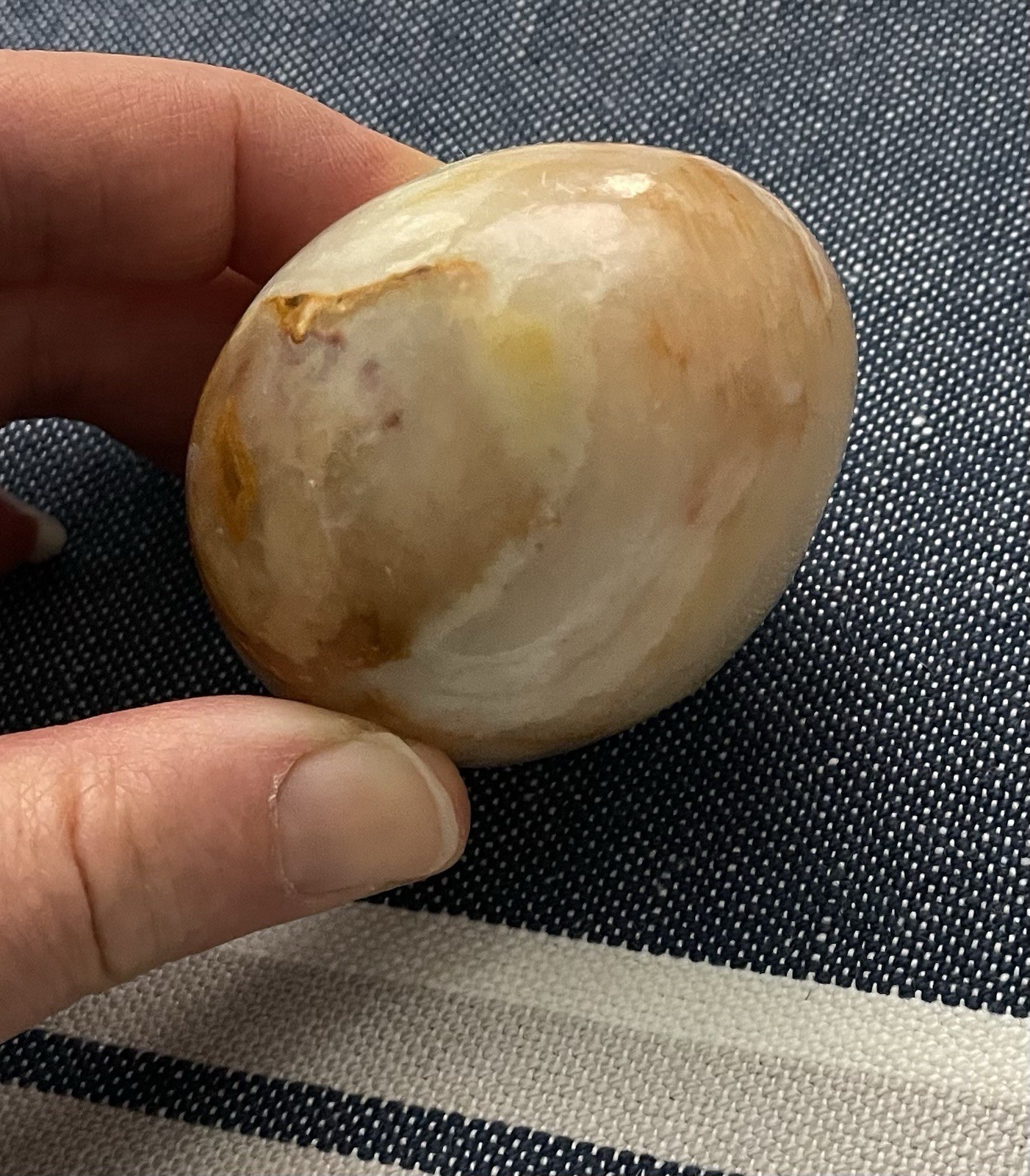 Vintage Lacquered Agate Polished Egg 2 1/2 Inches Long