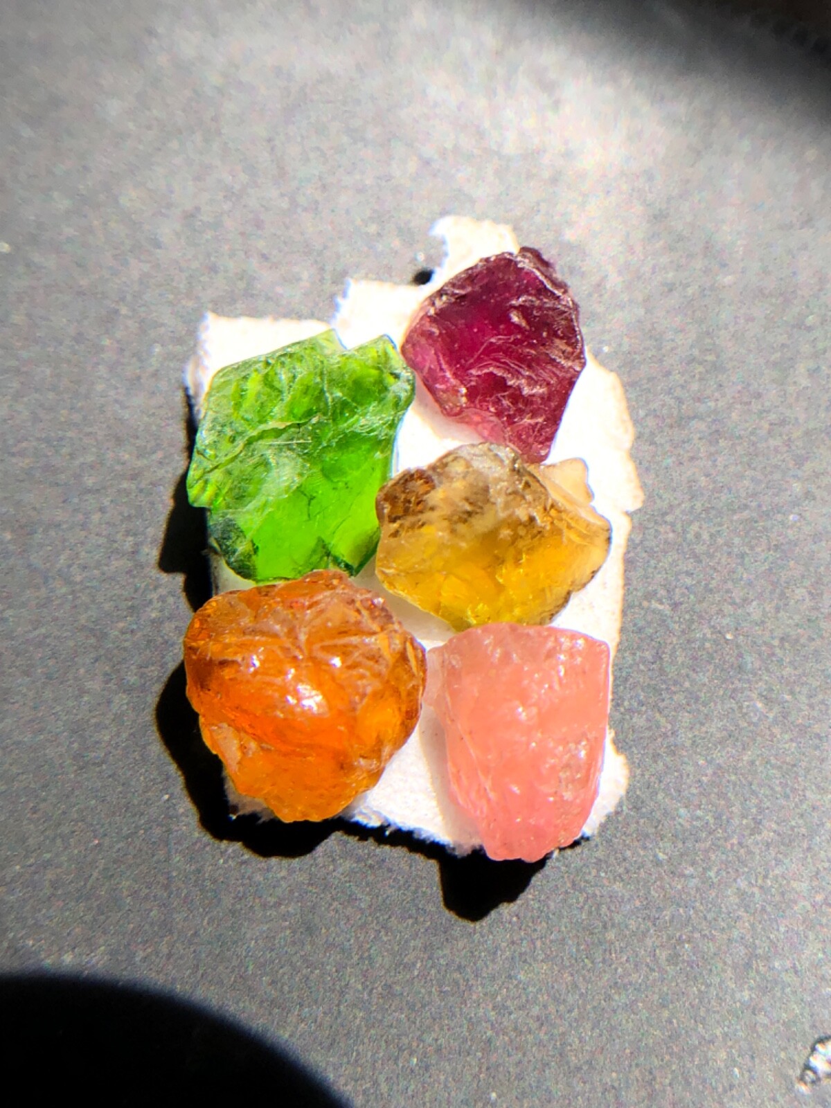 Tourmaline Rough Green Yellow Pink Purple Orange Color 5 Pieces 7 MM To 10 MM.