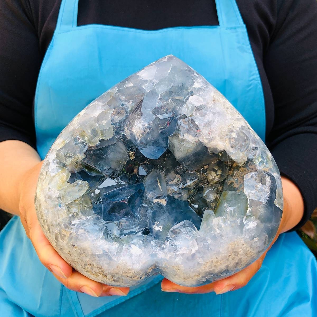 11.5LB Natural Egg Shape Blue Crystal Geode Healing Stone Mineral Specimen
