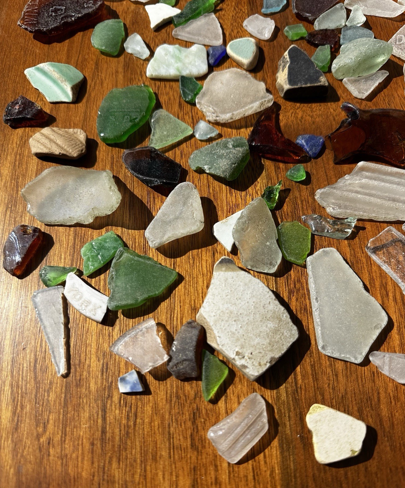 1 Plus Pounds of Natural Pa. River Glass- Green, Brown, Clear, White & Others
