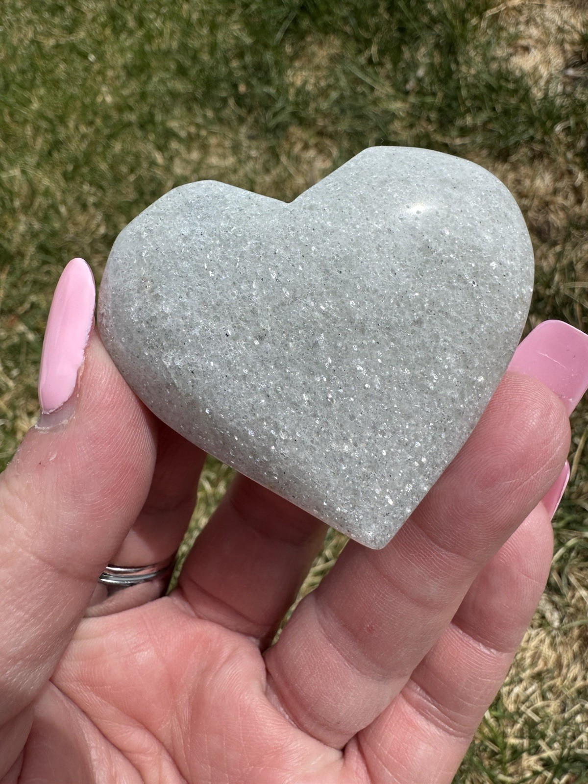 Sparkly Jade Crystal Heart 1 7/8”