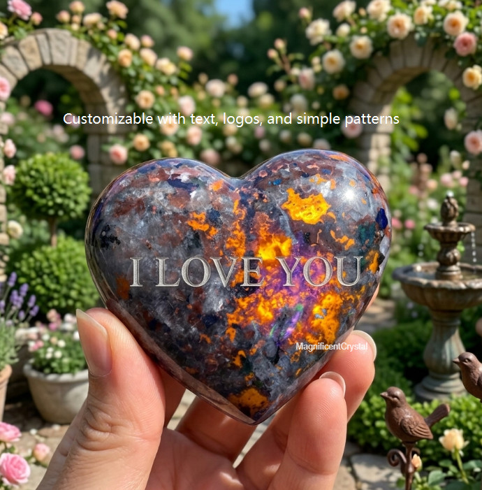 Custom Engraved Natural Crystal Personalized Text Logo Image Healing Stone