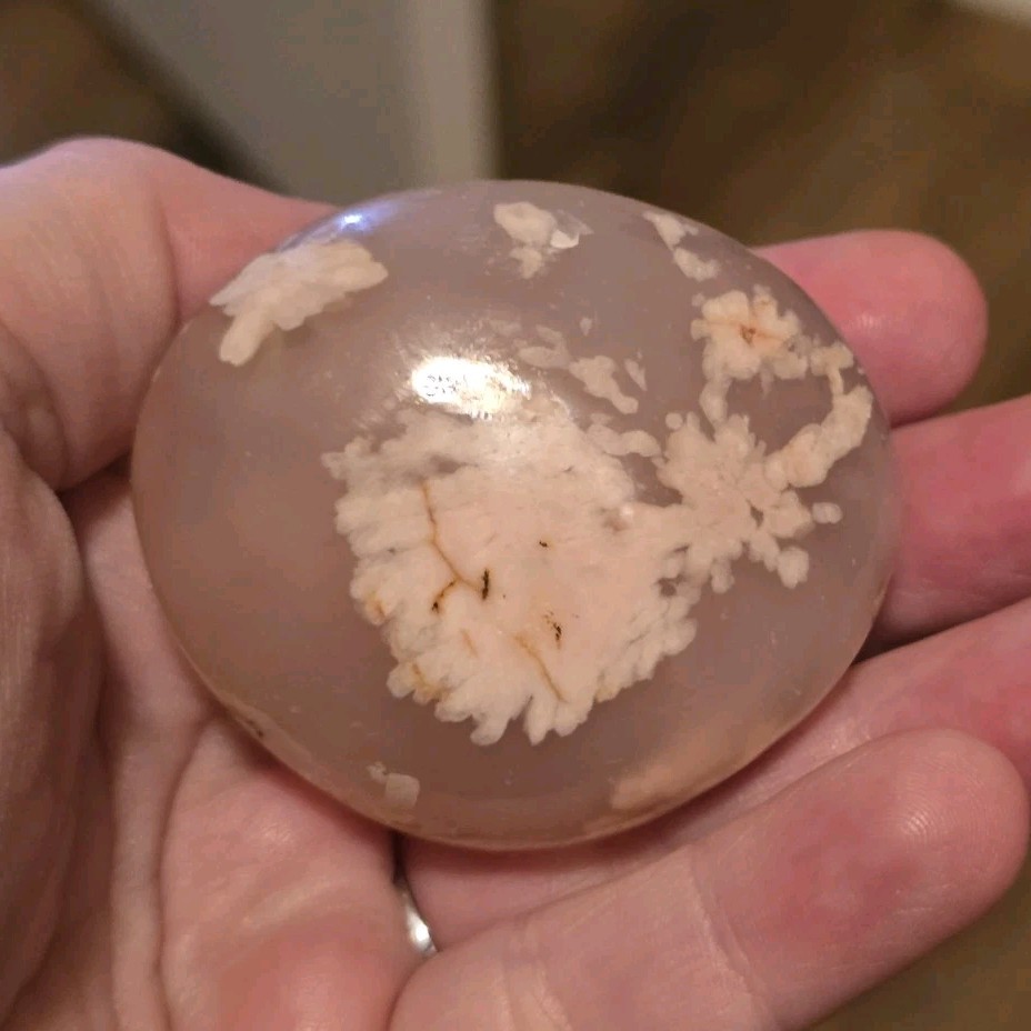 Flower Agate Palm stone 4 oz 30.4mm UV Reactive