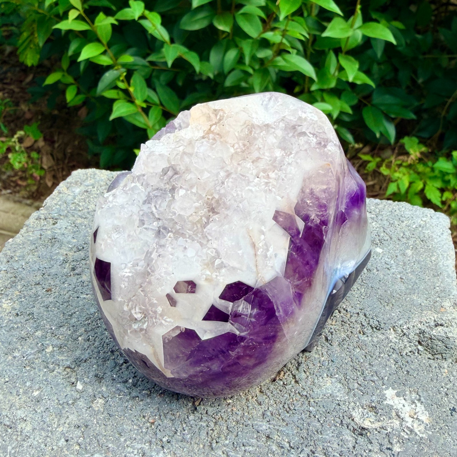 1.87lb Amethyst agate crystal cave skull, Rare hand carved skull specimen