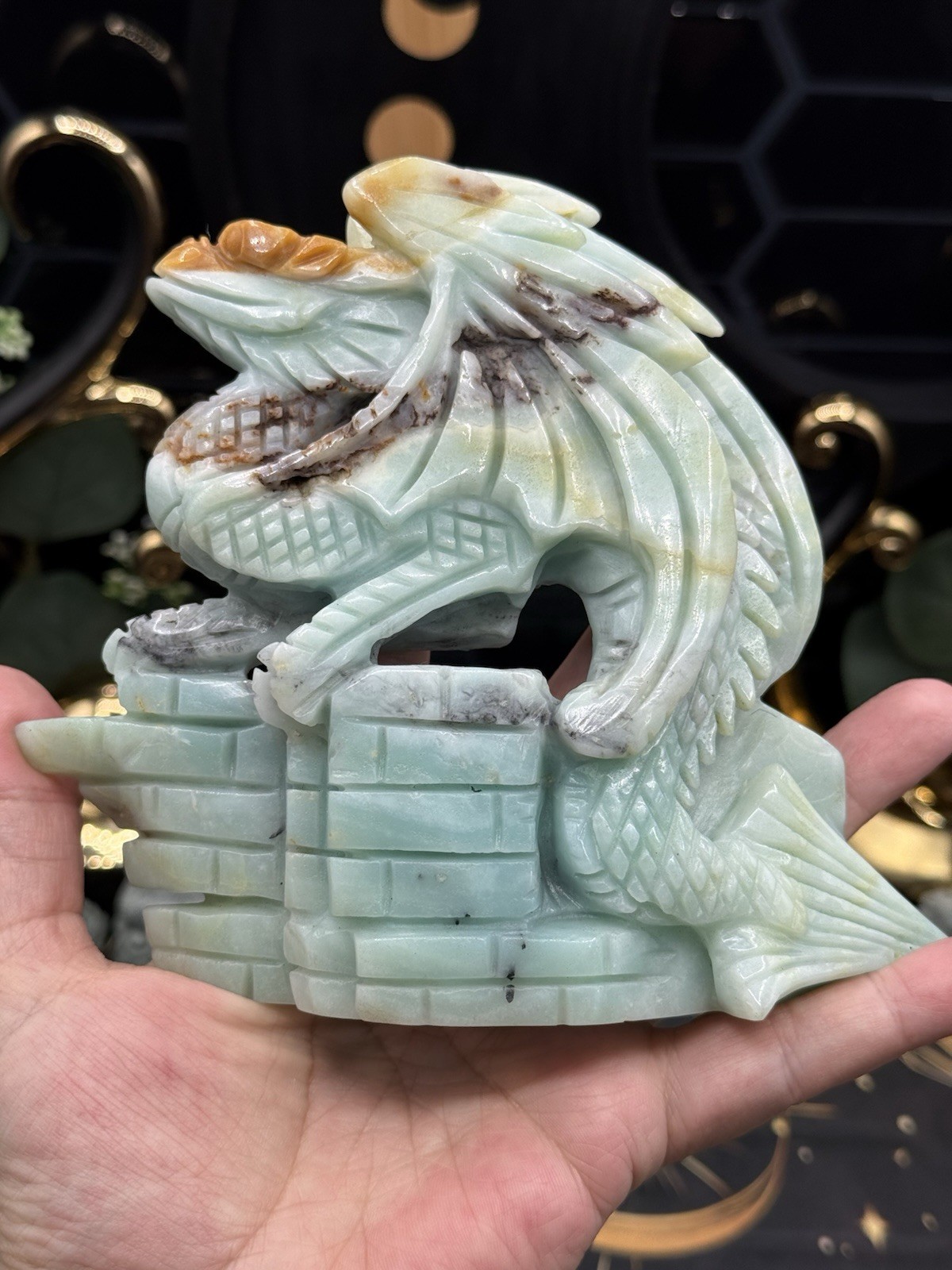 Natural Sky Blue Quartz dragon Carving Just gorgeous! 1.2lbs+ Free shipping