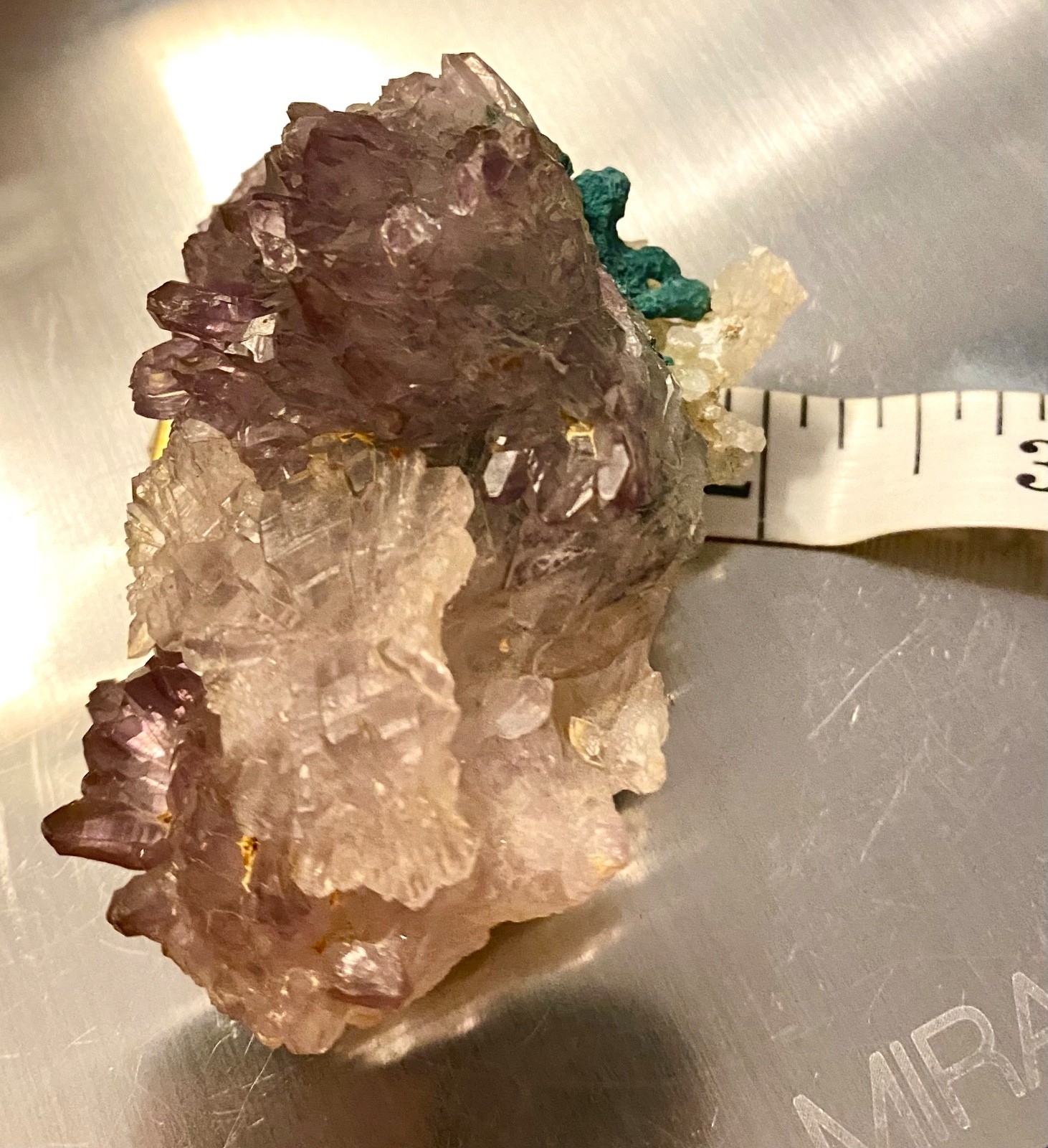 Rose Amethyst Quartz Cluster Irai Brazil Blue Green Mineral Vintage Label