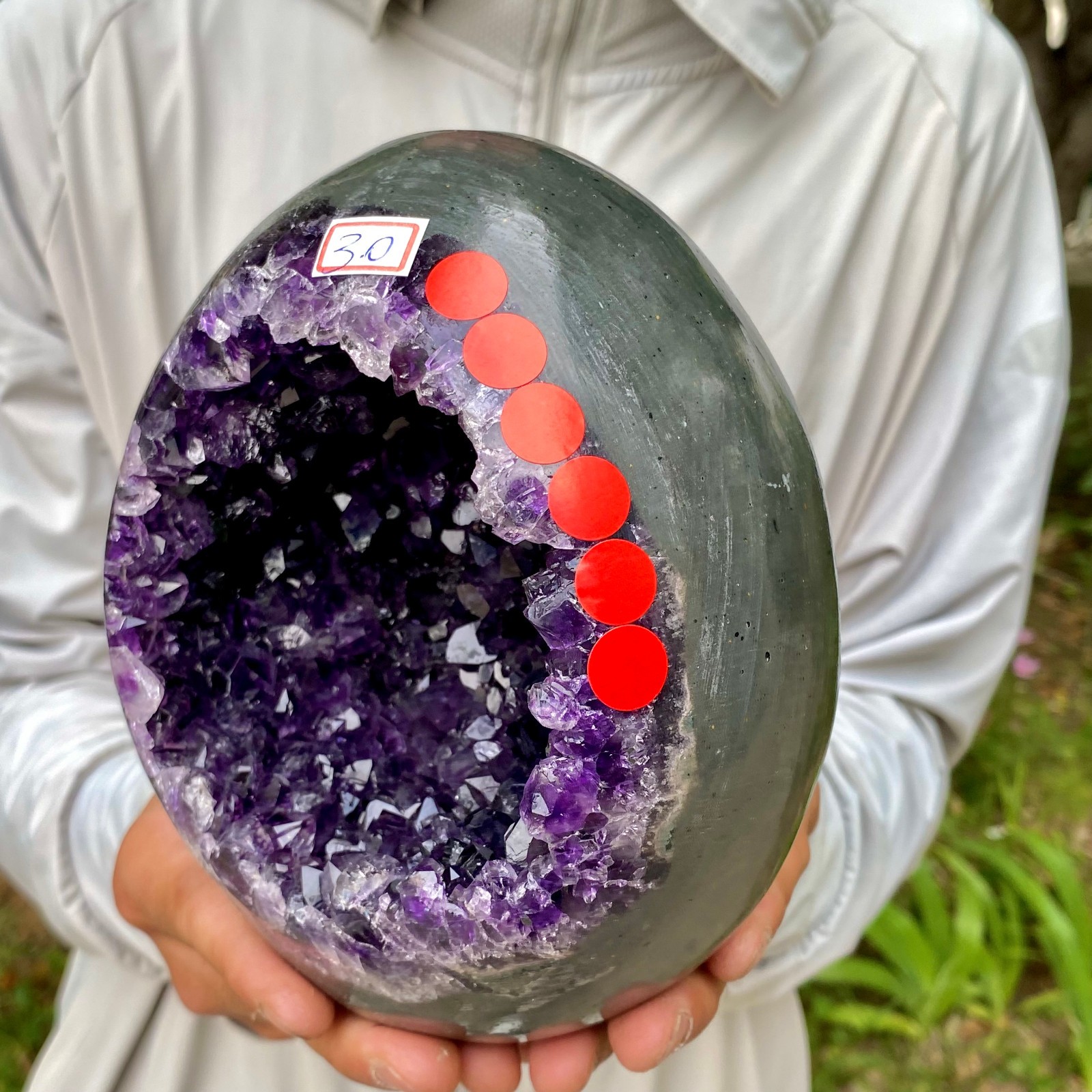 6.59LB High quality Natural Amethyst geode quartz crystal Dinosaur egg healing