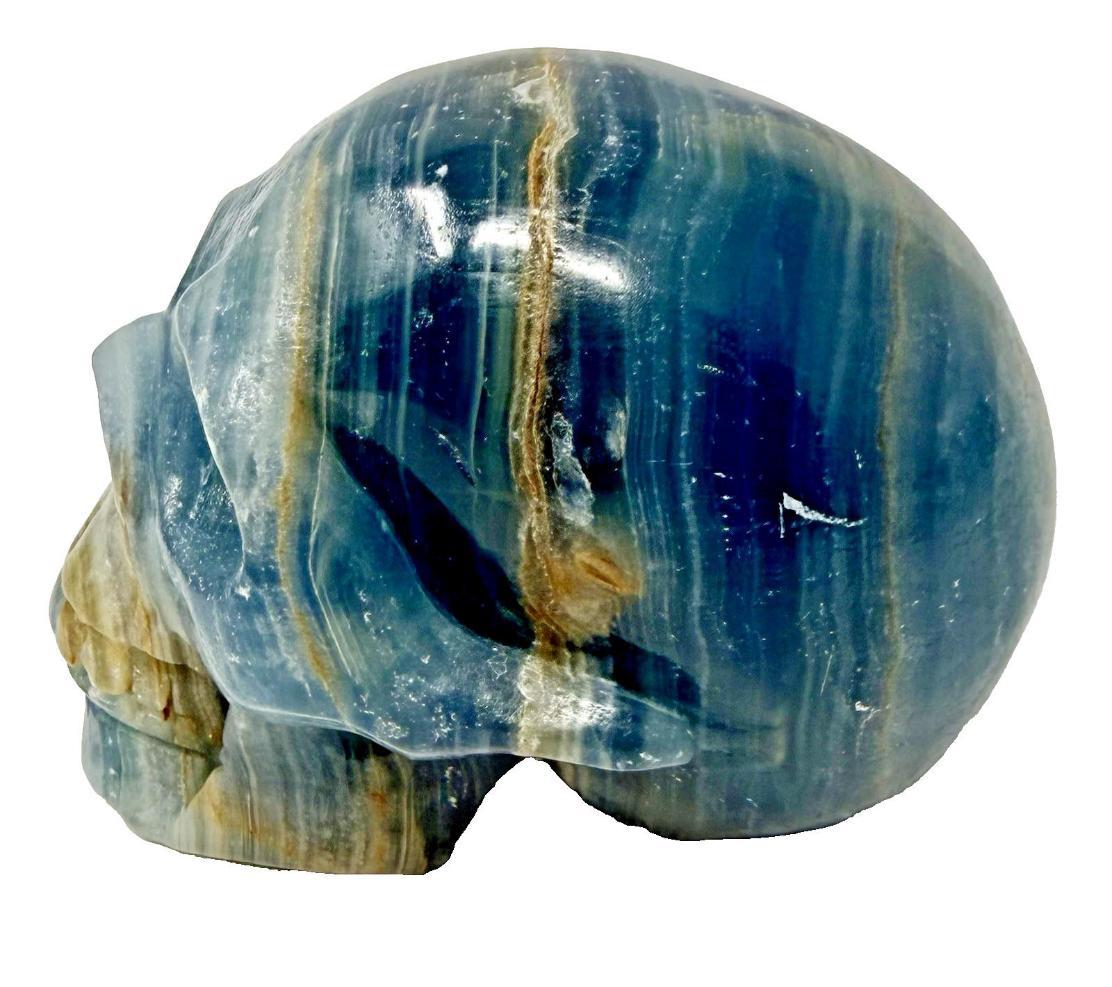 574g Blue Onyx Skull Crystal Beautifully Carved And Polished