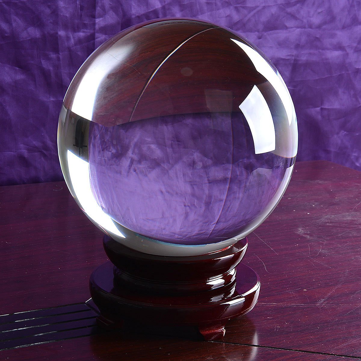 LONGWIN 250MM Clear Crystal Ball 10Inch Glass Sphere Photo Prop Free Stand