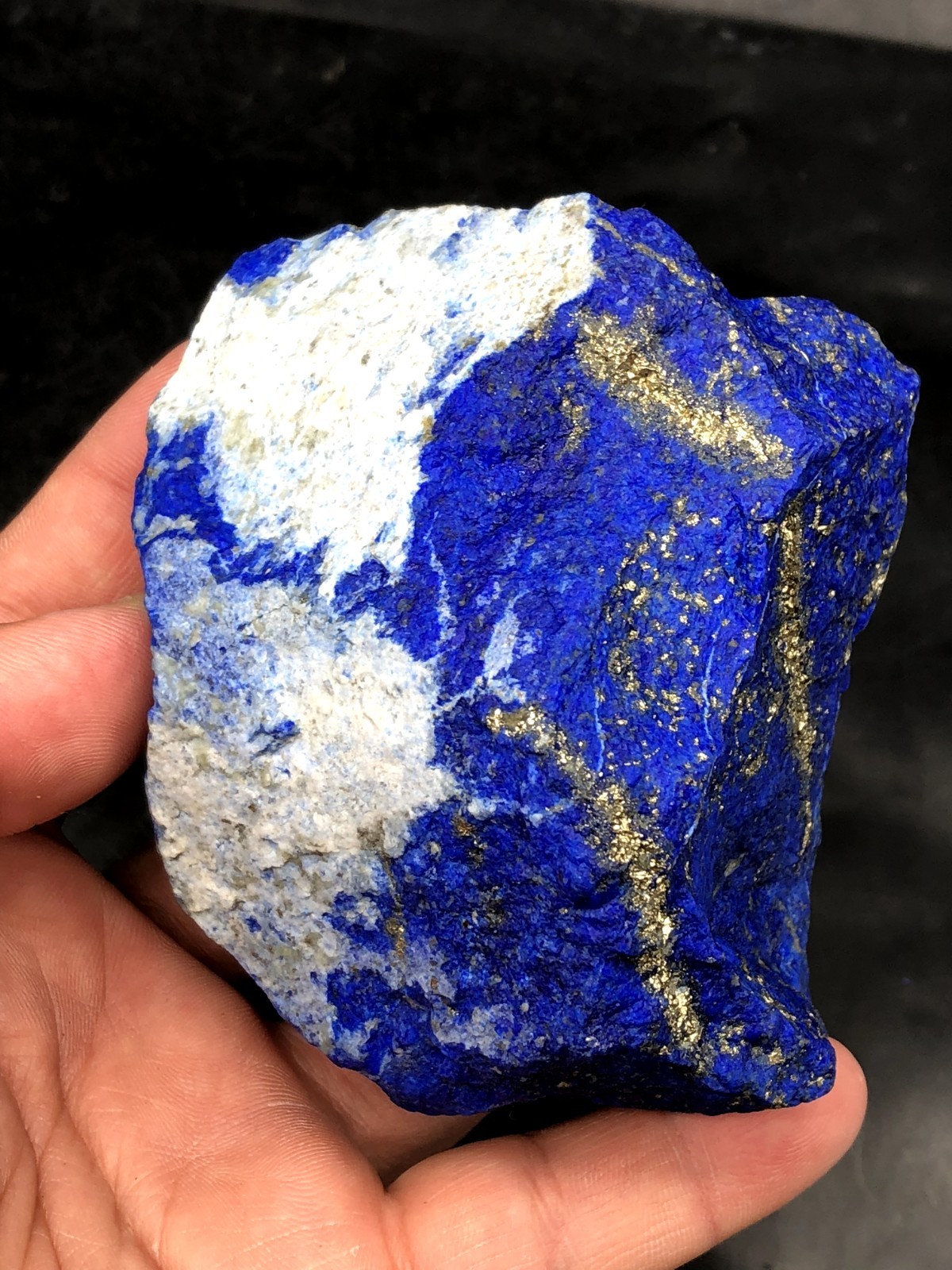 Natural Lapis Lazuli Rough 80mm Royal Blue Pyrite Crystal Mine Stone 564g J9…2
