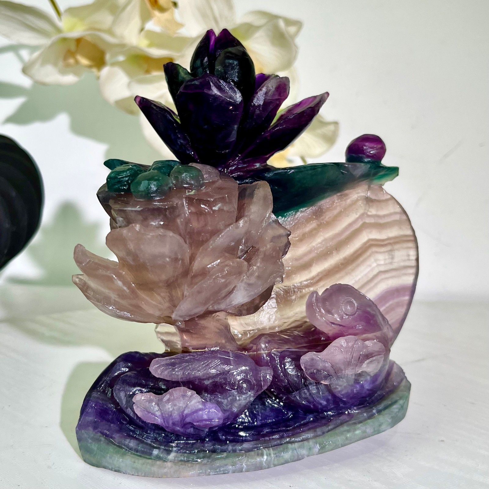 4.47LB Natural fluorite quartz products, hand carved and polished spiritual orn