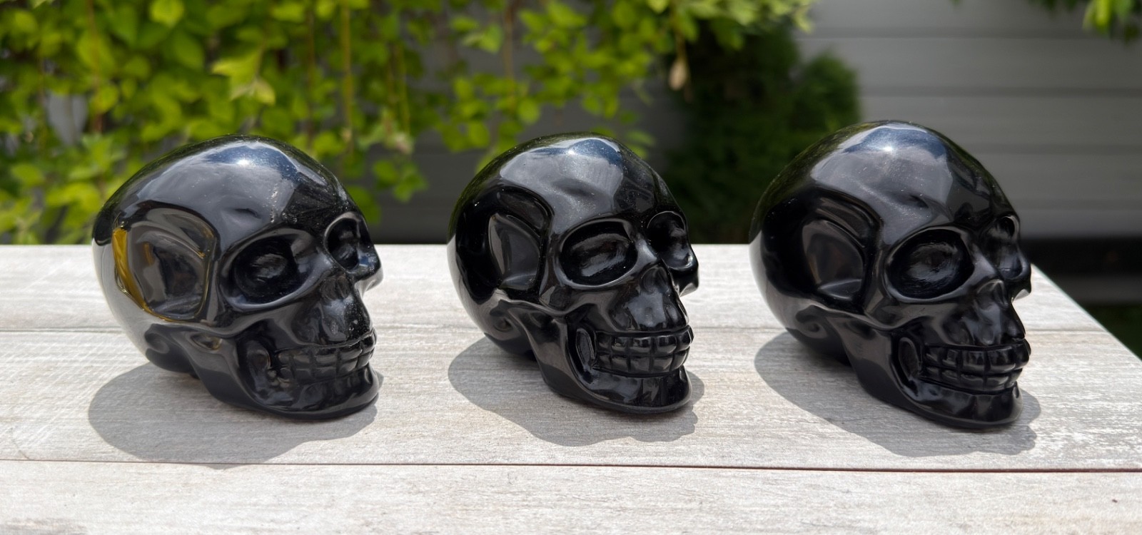 Wholesale lot 3 Pcs Natural Black Obsidian Skull