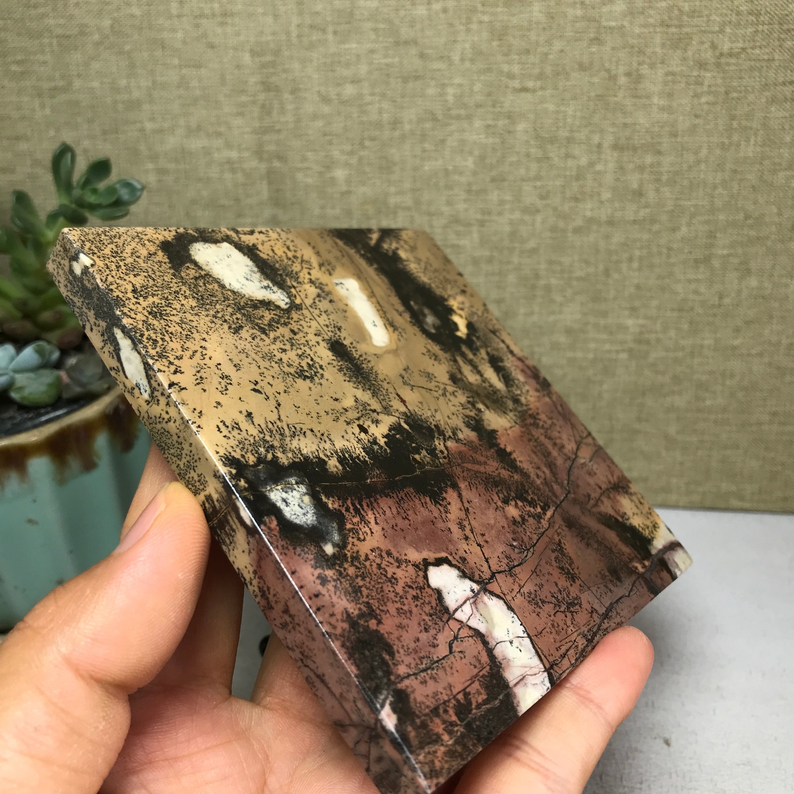 Natural Chinese painting stone crystal ornaments for home decoration 259g A5362