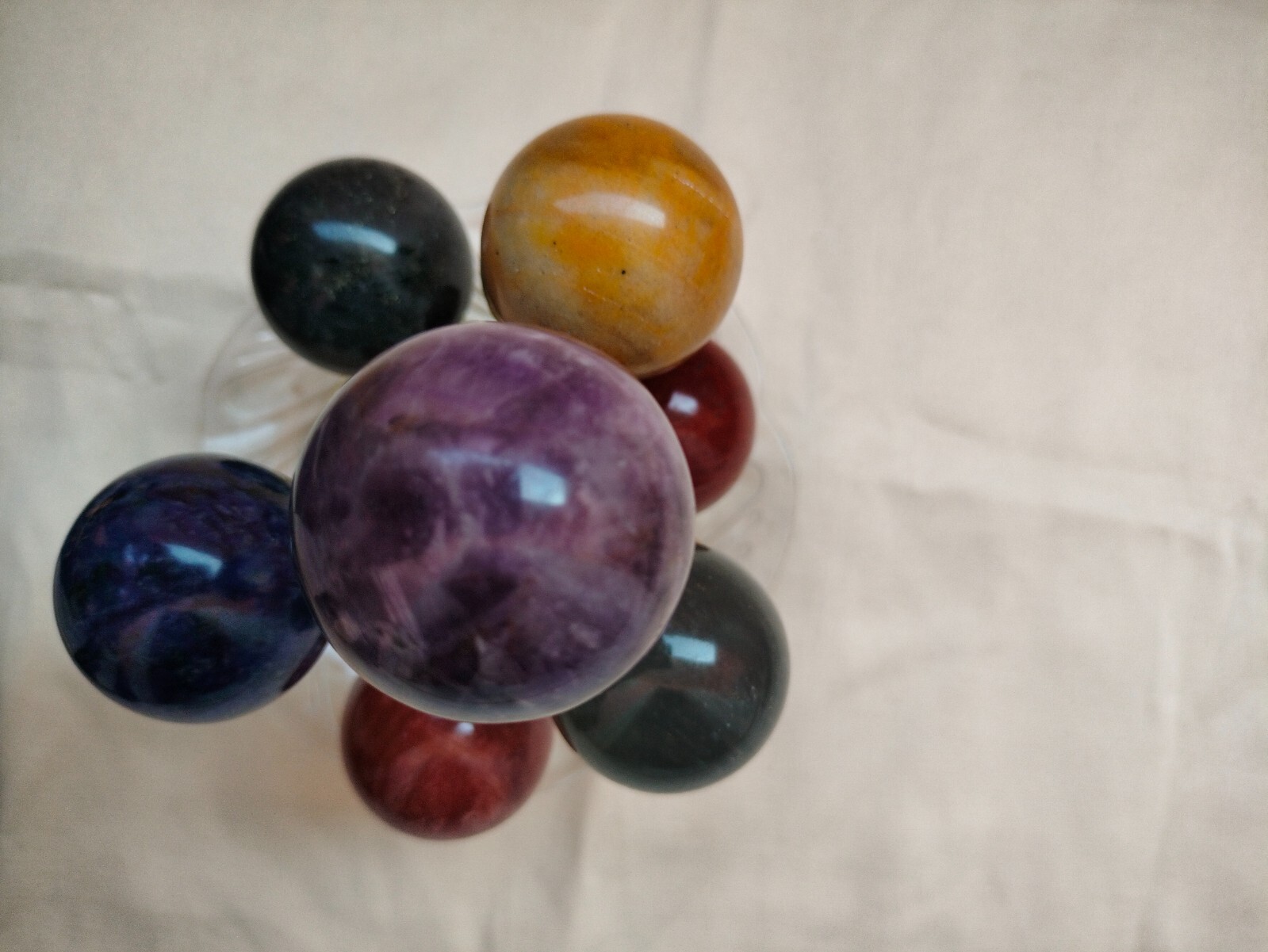 Seven chakra Spheres with stand | 2 set | Hand made|50mm approx