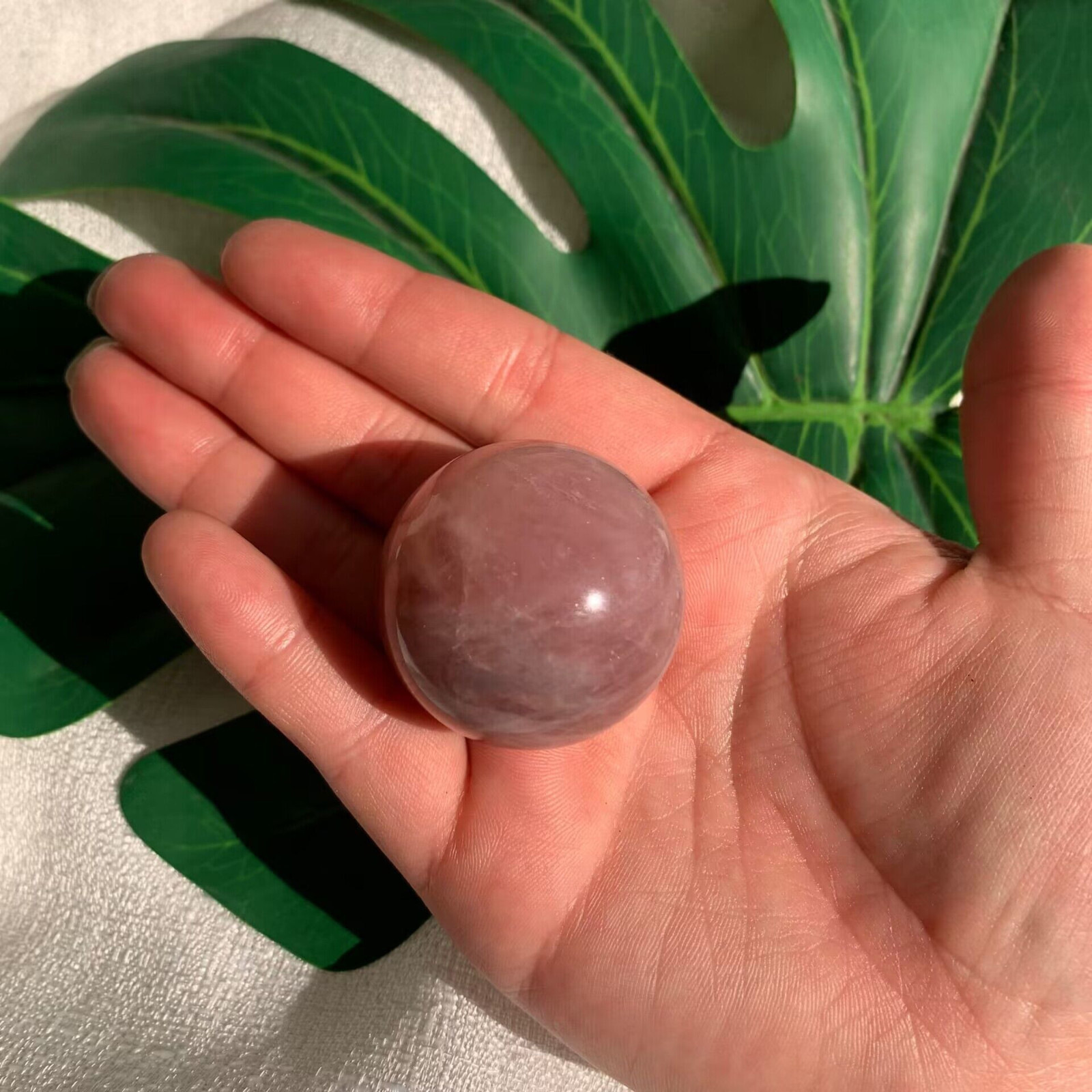 36mm 70g Lavender Rose Quartz Sphere Ball Crystal Love Energy Natural Healing