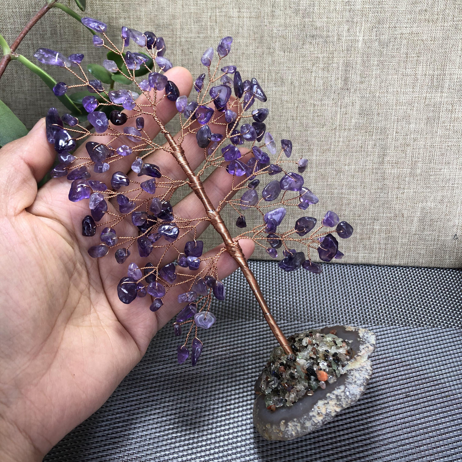 Natural beautiful crystal hand woven tree home decoration gift Dream Amethyst 18