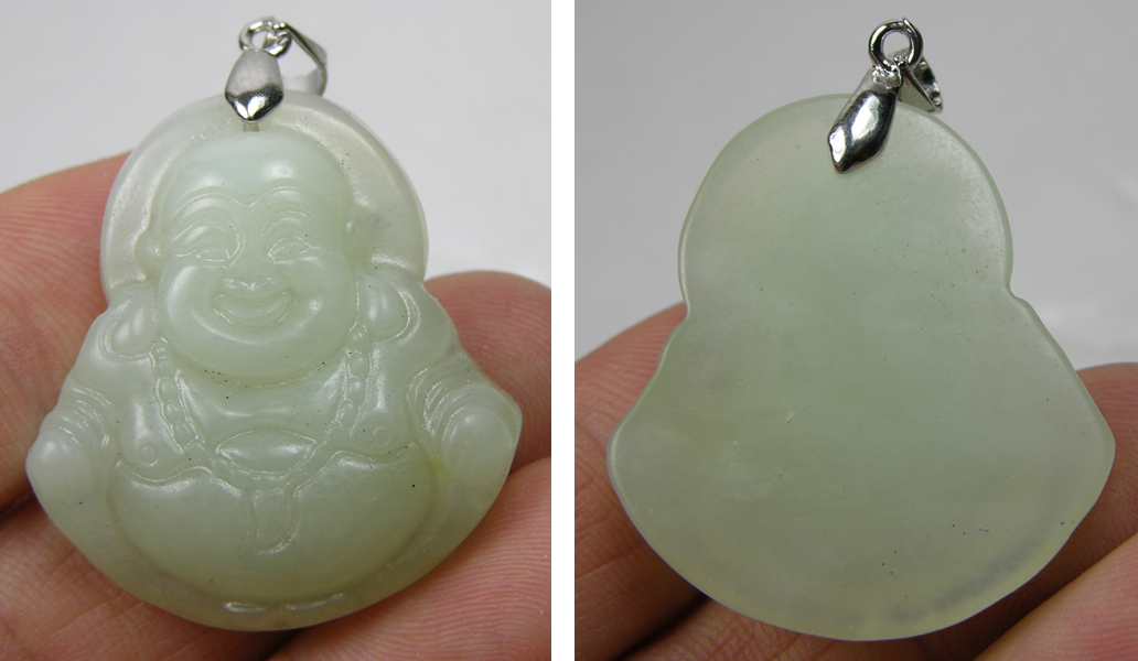 #3 57.85ct China 100% Natural Jade Hand Carved Buddha Pendant 11.55g 1 5/16 in