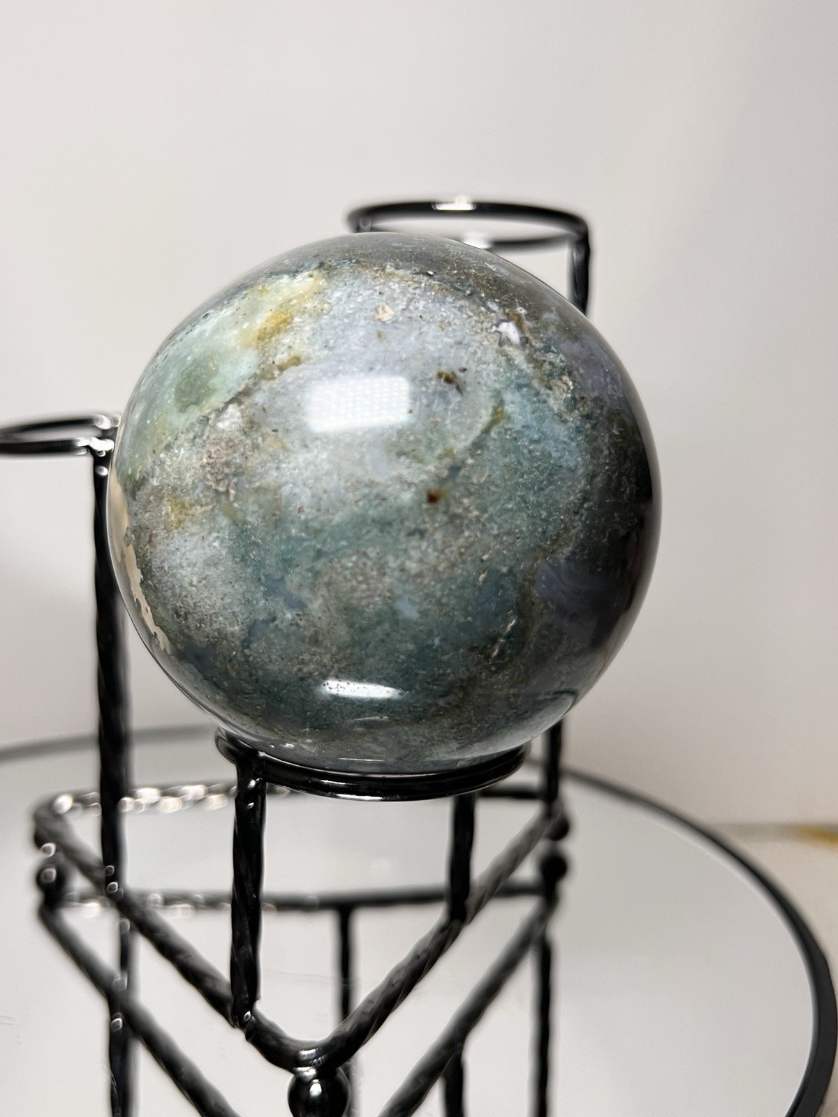 Ocean Jasper 3 Piece Sphere Set with Holder 63mm-67mm -See Pics for Measurements