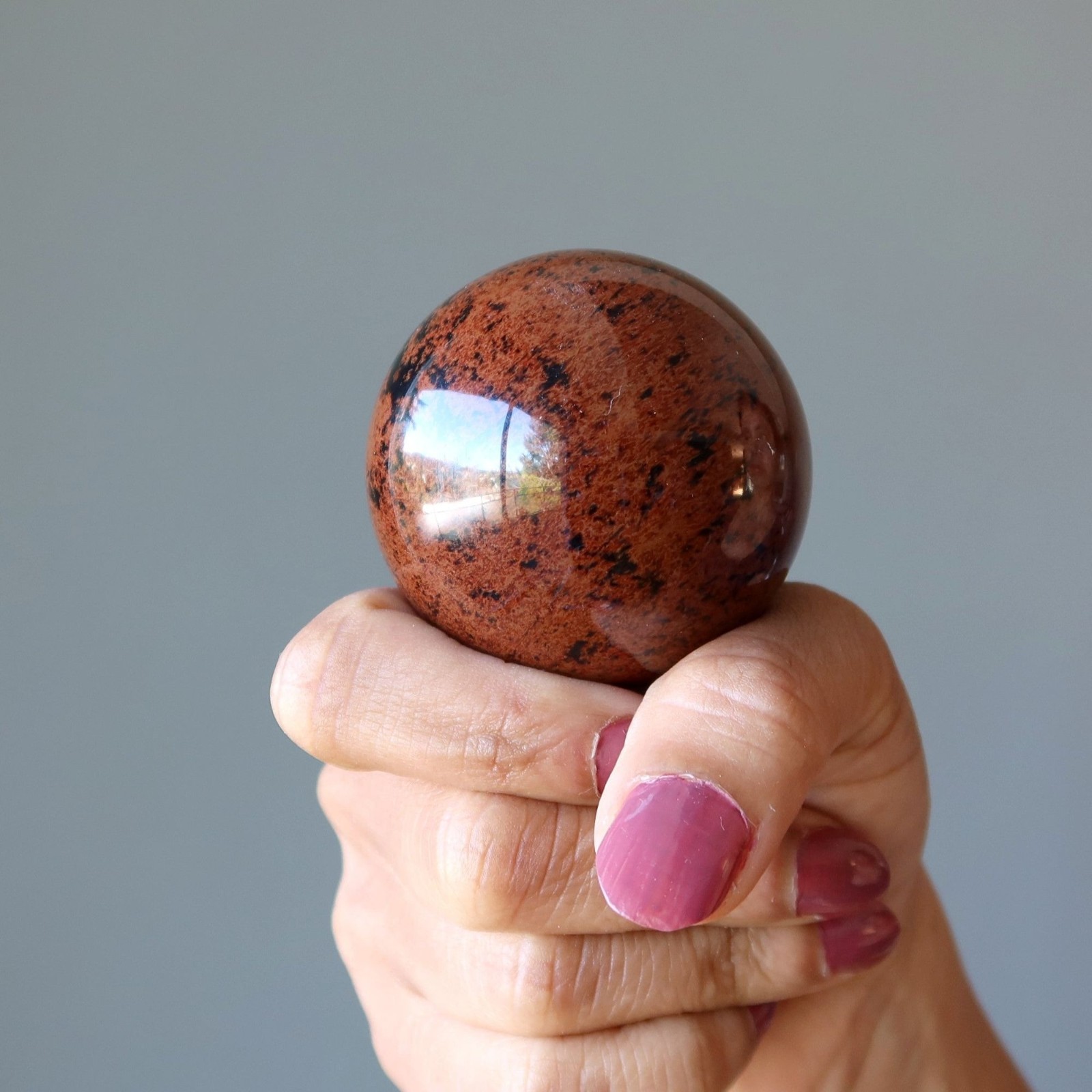 Mahogany Obsidian Sphere Elegant Gent Crystal Ball Grounding Protection Healing
