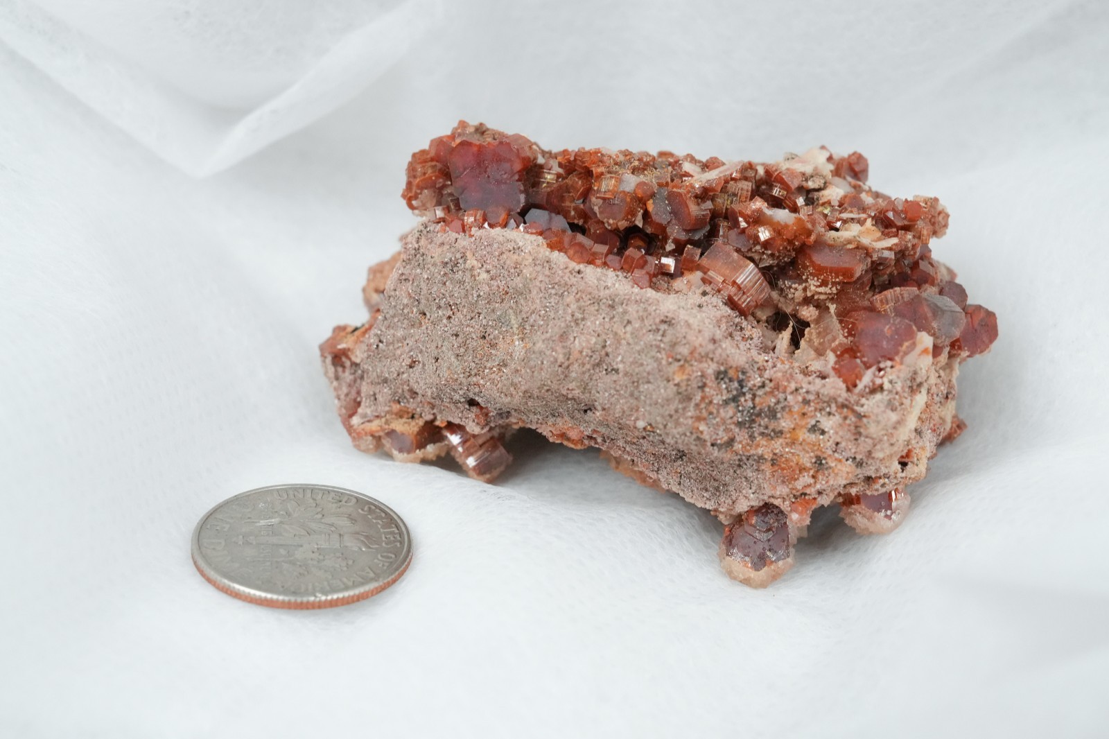 Vanadinite Crystal Cluster Dark Red Spectacular Natural 2 1/8″ Specimen Morocco