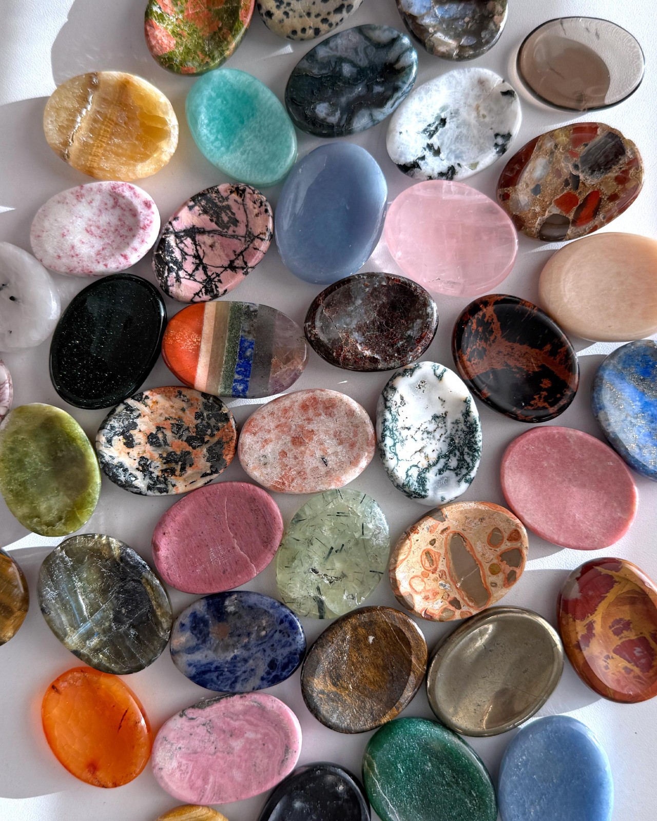 Natural Crystal Worry Stone Pocket Meditation Stone Thumb Stone Crystal Lot