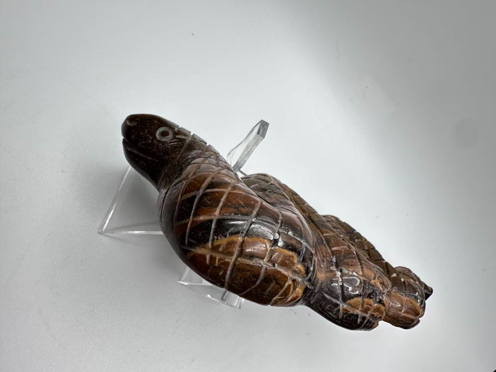 Medium-Large Natural Tiger’s Eye Snake Carving 6″x2.75″ Polished Finish