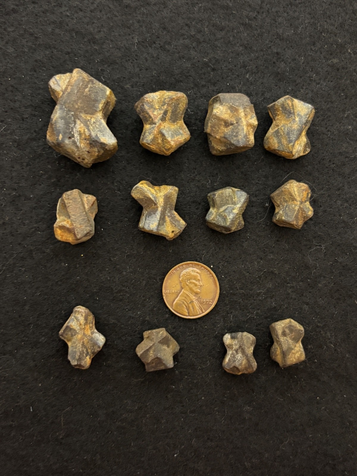 12 Natural Staurolite Fairy Cross Crystals Fannin County Georgia Mineral Lot
