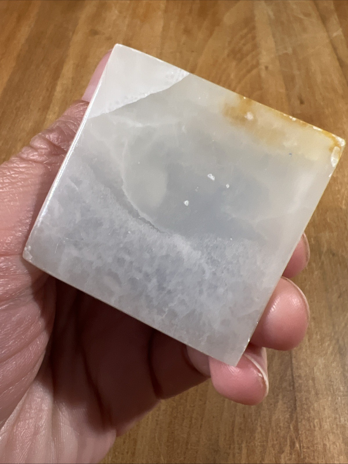 Gray and Blue Agate Pyramid Paperweight