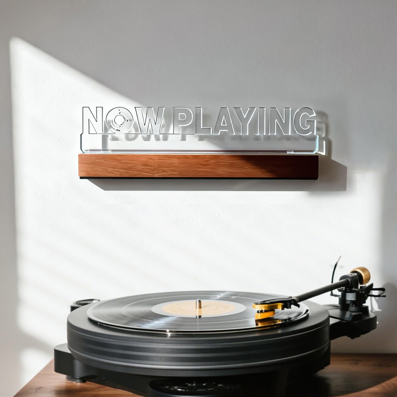 Wall Mount Vinyl Record Stand with 6.6ft Clear Cord & Adjustable Light, 5mm A…