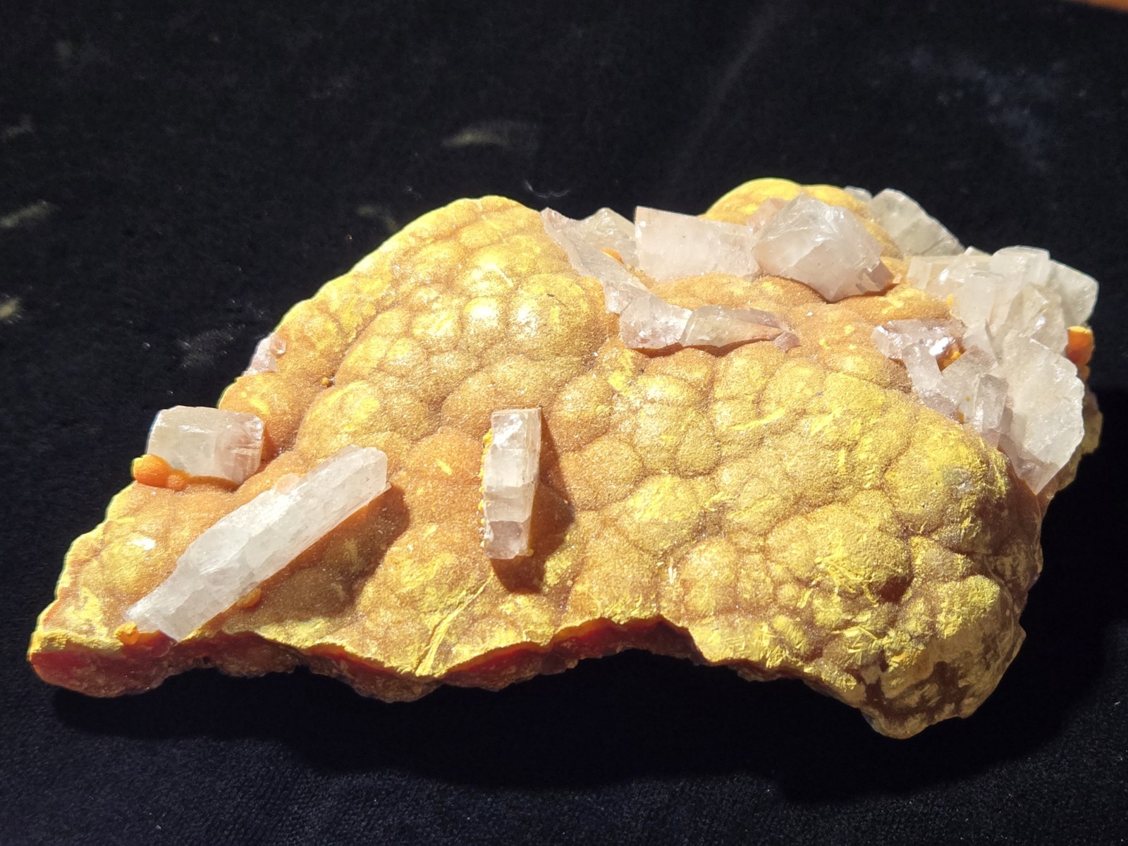 Orpement Realgar Natural Mineral Specimen With Barite and Pyrite 374g Peru 5.25″