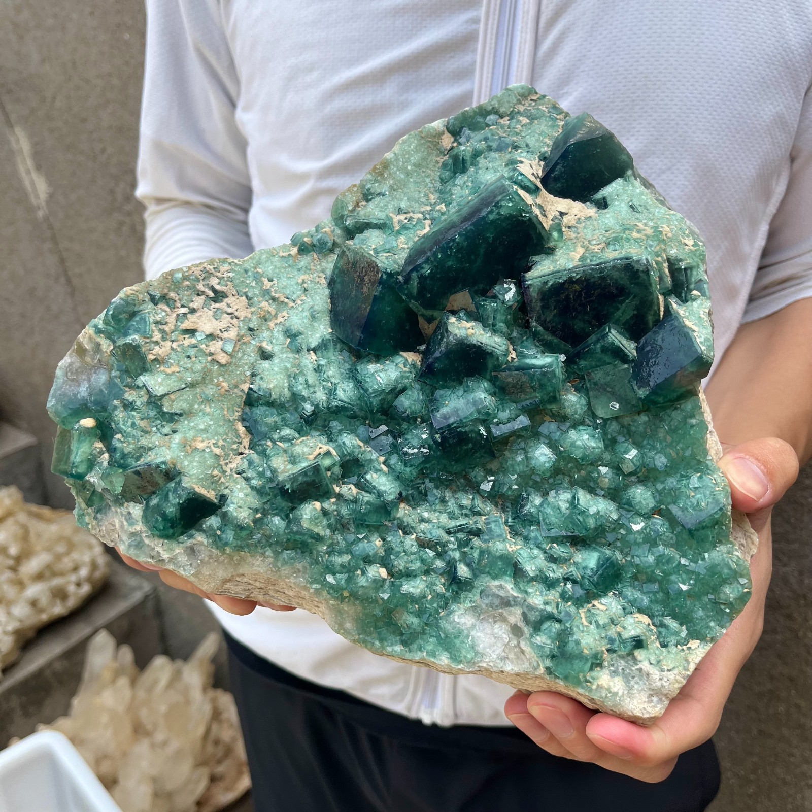 13.4lb NATURAL Green Cube FLUORITE Quartz Crystal Cluster Mineral Specimen