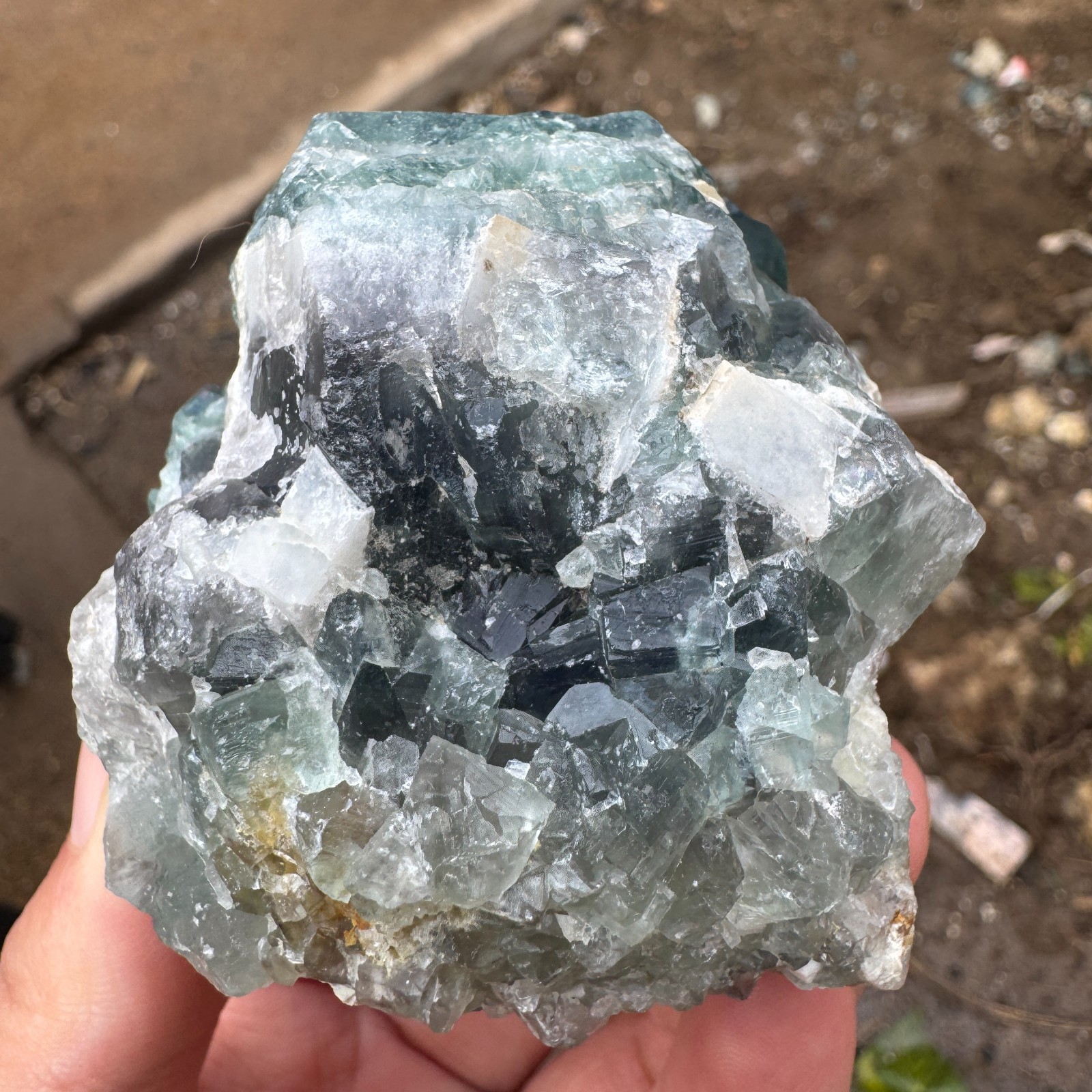 220G Natural cubic green fluorite crystal cluster rough mineral specimen Healing